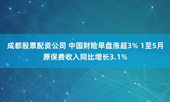 成都股票配资公司 中国财险早盘涨超3% 1至5月原保费收入同比增长3.1%
